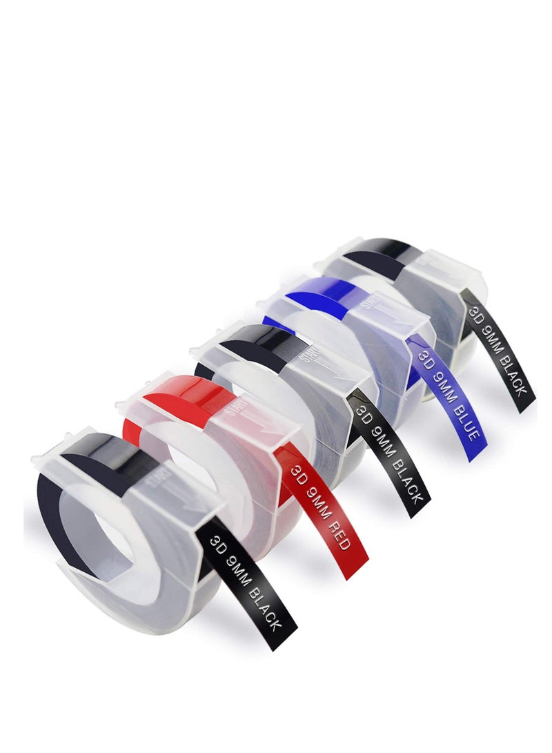 Plastic 3D Embossing Label Tape Self-Adhesive Compatible for Dymo Label Makers Organizer Xpress Pro 12965 DYM 12966 Old Rotex Embosser Office Mate II,3/8 Inch X 9.8 Ft - Image 1